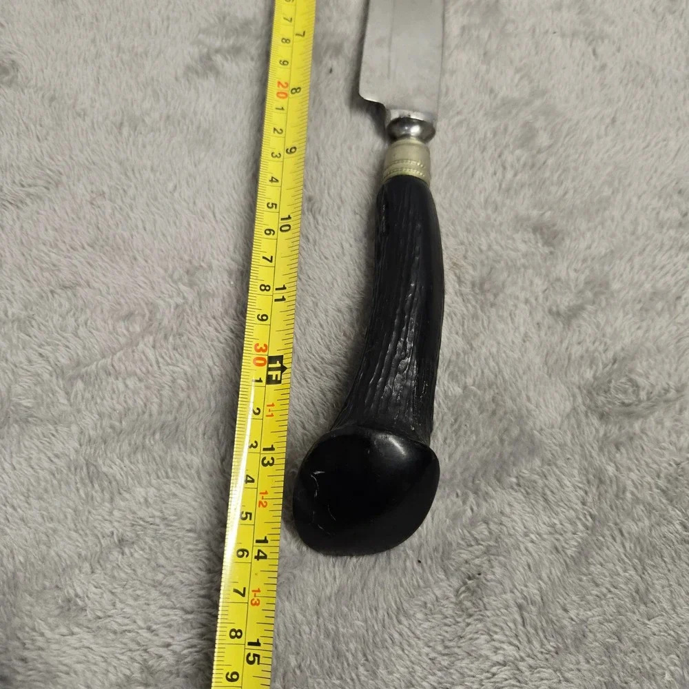 Vintage Royal Brand Sharp Cutter Stainless Steel Carving Knife Black Stag Handle